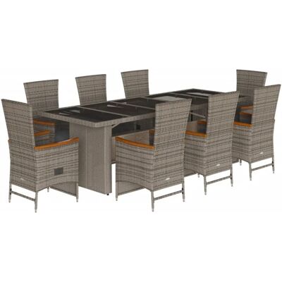 VidaXL Gartenmöbel-Set - 8 Plätze, Grau, Poly Rattan VidaXL Gartenmöbel-Set - 8 Plätze, Grau, Poly Rattan