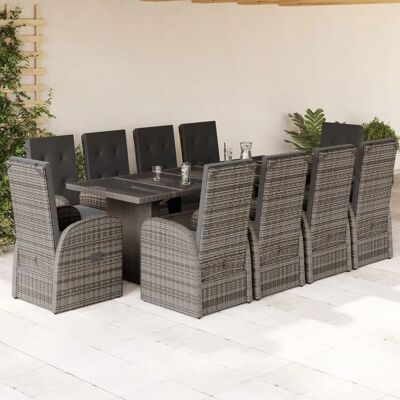 vidaXL Garten-Essgruppe - 11-tlg. Poly Rattan grau vidaXL Garten-Essgruppe - 11-tlg. Poly Rattan grau
