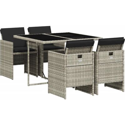 VidaXL Gartengarnitur - Robustes Rattan, 4 Stühle & Tisch VidaXL Gartengarnitur - Robustes Rattan, 4 Stühle & Tisch