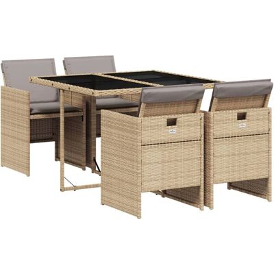 VidaXL tuinmeubelset - Beige - 4 stoelen VidaXL tuinmeubelset - Beige - 4 stoelen