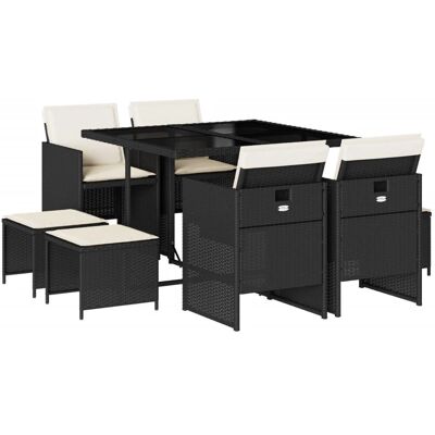 vidaXL Gartenmöbel-Set 9-teilig mit Kissen Schwarz Poly Rattan vidaXL Gartenmöbel-Set 9-teilig mit Kissen Schwarz Poly Rattan