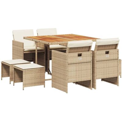 vidaXL Outdoor Möbelset - Beige, 8 Stühle, 1 Tisch vidaXL Outdoor Möbelset - Beige, 8 Stühle, 1 Tisch