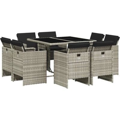 VidaXL Gartenmöbel-Set - 8 Plätze, Grau, mit Kissen - Gartentischset VidaXL Gartenmöbel-Set - 8 Plätze, Grau, mit Kissen - Gartentischset