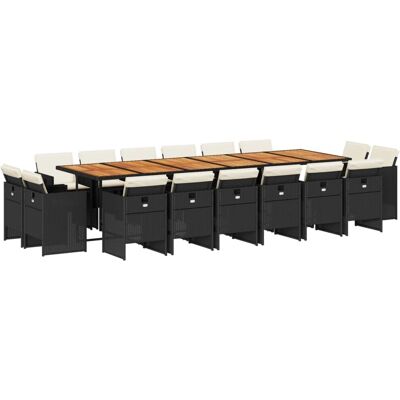 vidaXL 9-tlg. Garten-Essgruppe mit Rattan & Akazienholz vidaXL 9-tlg. Garten-Essgruppe mit Rattan & Akazienholz