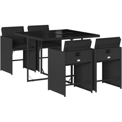 VidaXL Gartenmöbel-Set - 4-Sitzer, Schwarz, mit Kissen VidaXL Gartenmöbel-Set - 4-Sitzer, Schwarz, mit Kissen
