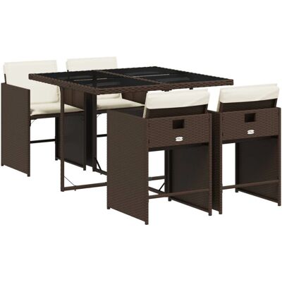 vidaXL 5-teilige Garten-Essgruppe mit Kissen Schwarz - Poly Rattan vidaXL 5-teilige Garten-Essgruppe mit Kissen Schwarz - Poly Rattan