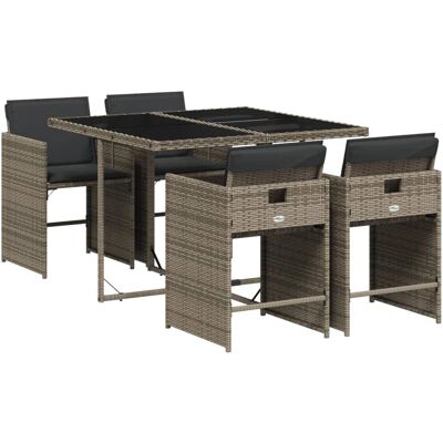 vidaXL 5-Teiliges Garten Essgruppe Mit Kissen Schwarz - PE Rattan vidaXL 5-Teiliges Garten Essgruppe Mit Kissen Schwarz - PE Rattan