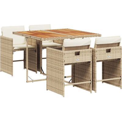 vidaXL 5-teilige Garten-Essgruppe Schwarz Poly Rattan vidaXL 5-teilige Garten-Essgruppe Schwarz Poly Rattan