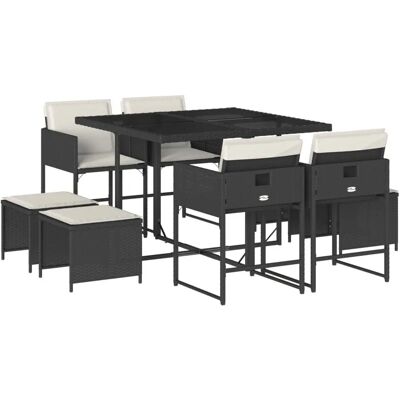 vidaXL Gartenmöbel-Set - Schwarz - Langlebiges PE Rattan - 8 Plätze vidaXL Gartenmöbel-Set - Schwarz - Langlebiges PE Rattan - 8 Plätze