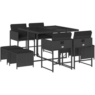 VidaXL Outdoor Möbelset - Schwarz - Essgruppe mit Kissen VidaXL Outdoor Möbelset - Schwarz - Essgruppe mit Kissen