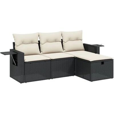 vidaXL Gartenmöbel-Set 4-teilig - Schwarz & Creme - Poly Rattan vidaXL Gartenmöbel-Set 4-teilig - Schwarz & Creme - Poly Rattan