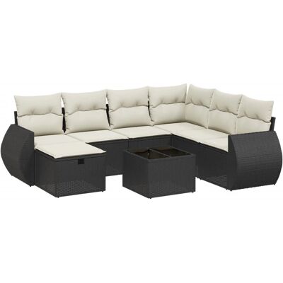 vidaXL 8-tlg. Garten-Sofagarnitur mit Kissen, Schwarz & Creme vidaXL 8-tlg. Garten-Sofagarnitur mit Kissen, Schwarz & Creme