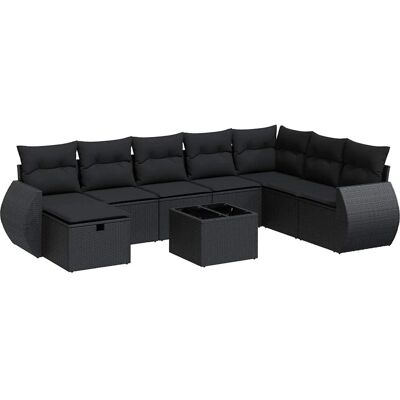 VidaXL Outdoor-Möbelset - Schwarz, 8 Stück, Modular VidaXL Outdoor-Möbelset - Schwarz, 8 Stück, Modular