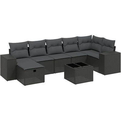 vidaXL Garten-Sofagarnitur - 8-teiliges schwarzes Set vidaXL Garten-Sofagarnitur - 8-teiliges schwarzes Set