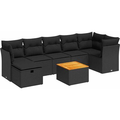 vidaXL 8-Teiliges Gartenmöbelset mit Kissen - Schwarz vidaXL 8-Teiliges Gartenmöbelset mit Kissen - Schwarz