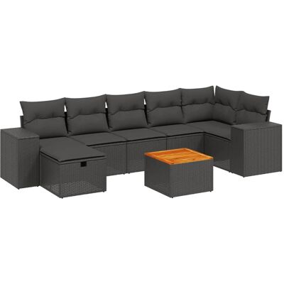vidaXL Gartenmöbel-Set - Modular Witterungsbeständig Rattan - Schwarz vidaXL Gartenmöbel-Set - Modular Witterungsbeständig Rattan - Schwarz
