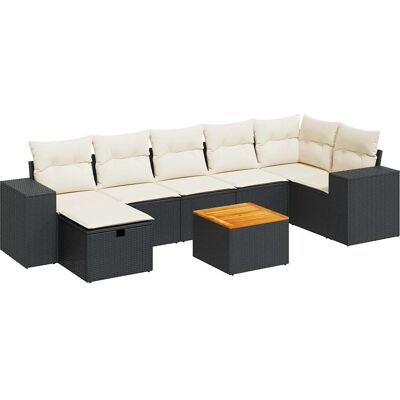 vidaXL 8-tlg. Garten-Sofagarnitur mit Kissen - Schwarz & Creme vidaXL 8-tlg. Garten-Sofagarnitur mit Kissen - Schwarz & Creme