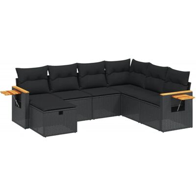 vidaXL 7-Tlg. Garten-Sofagarnitur Mit Kissen Beige Poly Rattan - Schwarz Modell vidaXL 7-Tlg. Garten-Sofagarnitur Mit Kissen Beige Poly Rattan - Schwarz Modell