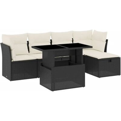 vidaXL 6-tlg. Garten-Sofagarnitur mit Kissen Schwarz Poly Rattan vidaXL 6-tlg. Garten-Sofagarnitur mit Kissen Schwarz Poly Rattan