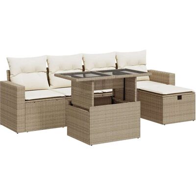 VidaXL Gartenmöbelset - Beige, Modular, Höhenverstellbarer Tisch VidaXL Gartenmöbelset - Beige, Modular, Höhenverstellbarer Tisch