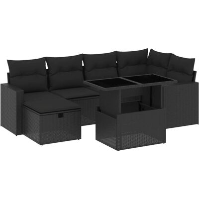 vidaXL 7-tlg. Gartenmöbelset Schwarz - Modular, wetterfest vidaXL 7-tlg. Gartenmöbelset Schwarz - Modular, wetterfest