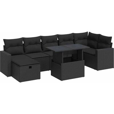 vidaXL 8-Tlg. Garten-Sofagarnitur Mit Kissen - Schwarz vidaXL 8-Tlg. Garten-Sofagarnitur Mit Kissen - Schwarz