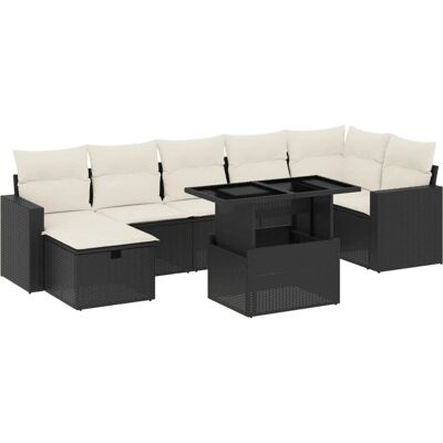 Ensemble de Mobilier d'Extérieur VidaXL - Noir et Crème - Canapé de Jardin 8 Pièces Ensemble de Mobilier d'Extérieur VidaXL - Noir et Crème - Canapé de Jardin 8 Pièces