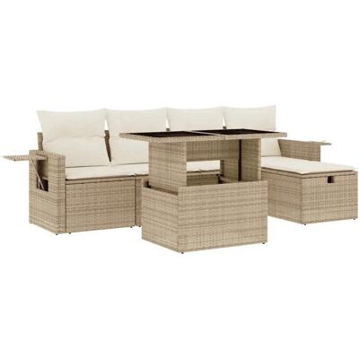VidaXL Gartenmöbel-Set - Beige, Verstellbarer Tisch, Kissen, Modular VidaXL Gartenmöbel-Set - Beige, Verstellbarer Tisch, Kissen, Modular