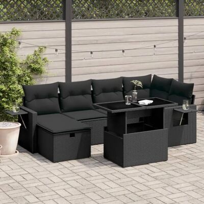 vidaXL Gartenmöbel-Set - Schwarz - Lounge, 7-tlg., Modular vidaXL Gartenmöbel-Set - Schwarz - Lounge, 7-tlg., Modular