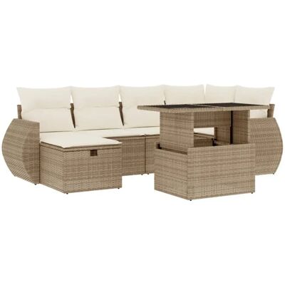 vidaXL 7-tlg. Gartenmöbel-Set mit Kissen Beige vidaXL 7-tlg. Gartenmöbel-Set mit Kissen Beige