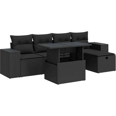 vidaXL Gartenmöbel-Set - Schwarz - Garten-Sofa, Tisch, Stühle vidaXL Gartenmöbel-Set - Schwarz - Garten-Sofa, Tisch, Stühle