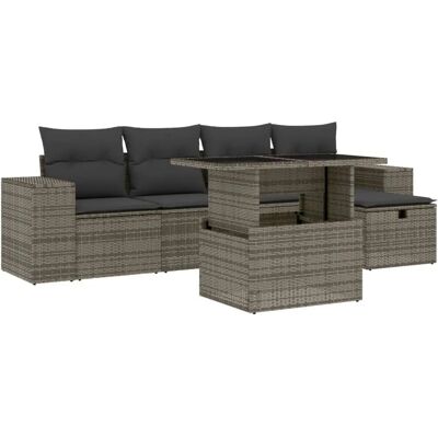 vidaXL Gartenset 6-tlg. Poly Rattan Grau ohne S vidaXL Gartenset 6-tlg. Poly Rattan Grau ohne S