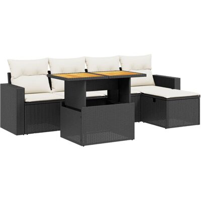 VidaXL 6-teiliges Gartensofa-Set mit Kissen in Schwarz VidaXL 6-teiliges Gartensofa-Set mit Kissen in Schwarz