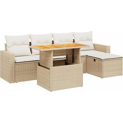 vidaXL 6-Tlg. Garten-Sofagarnitur Mit Kissen Schwarz Poly Rattan Farbe: Beige und Cre - Out... vidaXL 6-Tlg. Garten-Sofagarnitur Mit Kissen Schwarz Poly Rattan Farbe: Beige und Cre - Out...