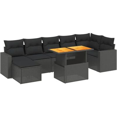 vidaXL 8-tlg. Garten-Sofagarnitur Mit Kissen Poly Rattan - Schwarz vidaXL 8-tlg. Garten-Sofagarnitur Mit Kissen Poly Rattan - Schwarz