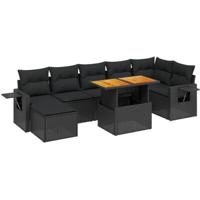 vidaXL Garten-Sofagarnitur 8-teilig - Schwarz - Außeneinrichtung vidaXL Garten-Sofagarnitur 8-teilig - Schwarz - Außeneinrichtung