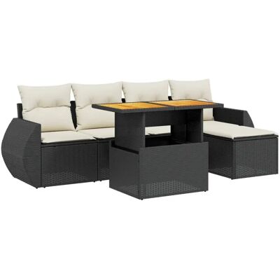 vidaXL 6-Tlg. Garten-Sofagarnitur Mit Kissen Poly Rattan Farbe: Schwarz und Creme M vidaXL 6-Tlg. Garten-Sofagarnitur Mit Kissen Poly Rattan Farbe: Schwarz und Creme M