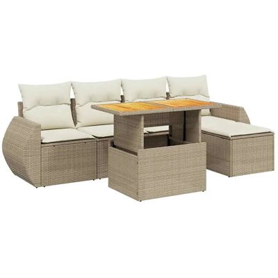 vidaXL 6-Tlg. Garten-Sofagarnitur Mit Kissen Poly Rattan vidaXL 6-Tlg. Garten-Sofagarnitur Mit Kissen Poly Rattan