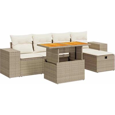 vidaXL 6-tlg. Garten-Sofagarnitur Mit Kissen Schwarz Poly Rattan - Langlebig & Wetterfest vidaXL 6-tlg. Garten-Sofagarnitur Mit Kissen Schwarz Poly Rattan - Langlebig & Wetterfest
