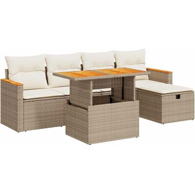 vidaXL 6-Tlg. Garten-Sofagarnitur Mit Kissen Poly Rattan vidaXL 6-Tlg. Garten-Sofagarnitur Mit Kissen Poly Rattan