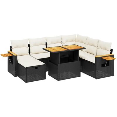vidaXL 8-tlg. Garten-Sofagarnitur mit Kissen - Schwarz & Creme vidaXL 8-tlg. Garten-Sofagarnitur mit Kissen - Schwarz & Creme