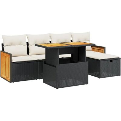 vidaXL 6-tlg. Garten-Sofagarnitur mit Kissen Schwarz vidaXL 6-tlg. Garten-Sofagarnitur mit Kissen Schwarz