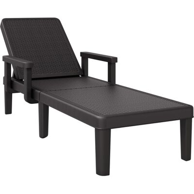 vidaXL Schwarzer Outdoor-Liegestuhl - Verstellbar, Gepolsterte Sitzfläche - Gartenmöbel vidaXL Schwarzer Outdoor-Liegestuhl - Verstellbar, Gepolsterte Sitzfläche - Gartenmöbel