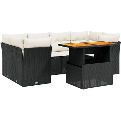VidaXL Gartenmöbel-Set - Schwarz & Creme - 7-tlg VidaXL Gartenmöbel-Set - Schwarz & Creme - 7-tlg