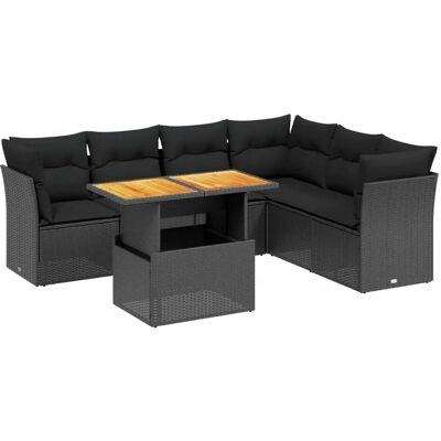 vidaXL 7-Tlg. Garten-Sofagarnitur Mit Kissen Schwarz Poly Rattan - Modulares Set vidaXL 7-Tlg. Garten-Sofagarnitur Mit Kissen Schwarz Poly Rattan - Modulares Set