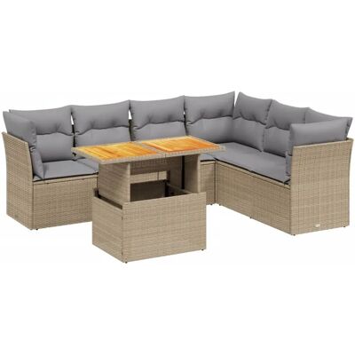 vidaXL 7-tlg. Garten-Sofagarnitur Mit Kissen - Schwarz Poly Rattan vidaXL 7-tlg. Garten-Sofagarnitur Mit Kissen - Schwarz Poly Rattan