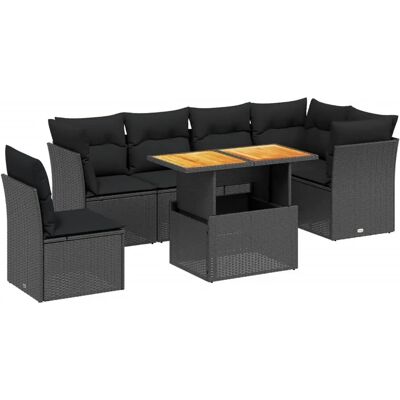vidaXL Garten-Sofagarnitur 7-tlg. Schwarz - Poly Rattan vidaXL Garten-Sofagarnitur 7-tlg. Schwarz - Poly Rattan
