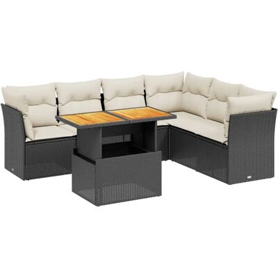 vidaXL 7-tlg. Garten-Sofagarnitur mit Kissen Schwarz vidaXL 7-tlg. Garten-Sofagarnitur mit Kissen Schwarz
