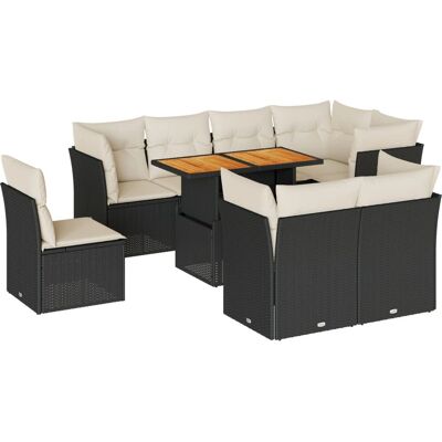 vidaXL Gartenmöbelset - 8-teiliges schwarzes Polyrattan-Set vidaXL Gartenmöbelset - 8-teiliges schwarzes Polyrattan-Set