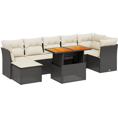 vidaXL 8-Tlg. Garten-Sofagarnitur Mit Kissen Schwarz vidaXL 8-Tlg. Garten-Sofagarnitur Mit Kissen Schwarz